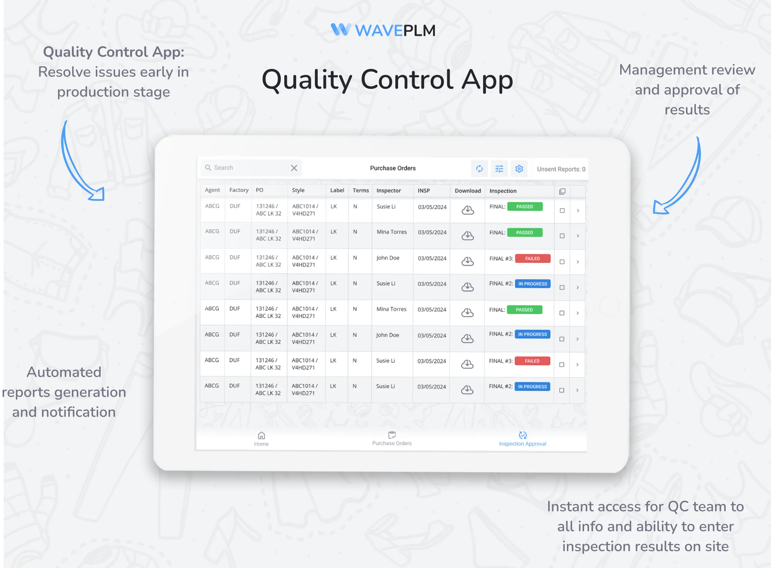 Quality Control App Features - Wave PLM