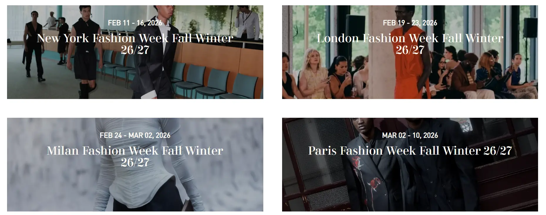 Fashion Week Calendar 2026