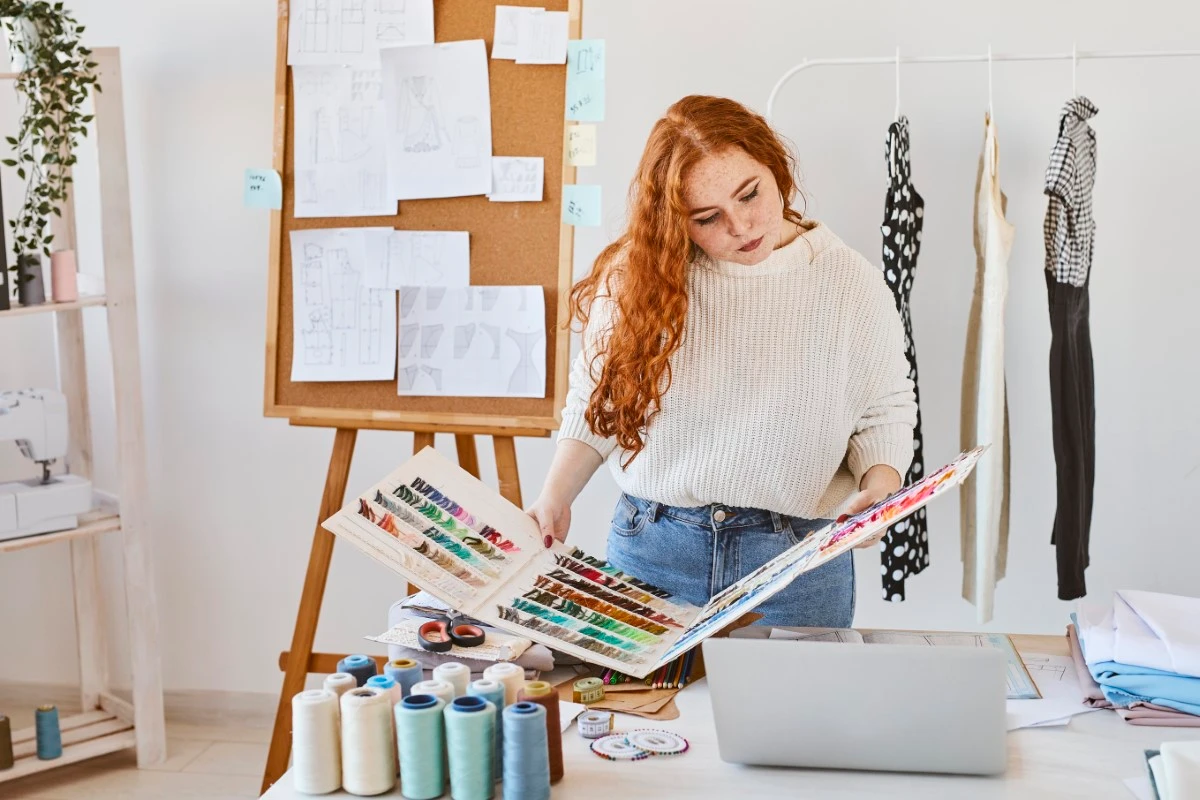 a fashion designer with a color palette
