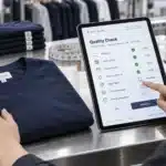 Quality control management software: an inspector's tablet showing a digital pass/fail checklist